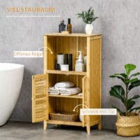 Offenes Standregal Badezimmerschrank aus Bambus Natur