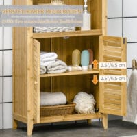 Offenes Standregal Badezimmerschrank aus Bambus Natur