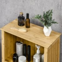 Offenes Standregal Badezimmerschrank aus Bambus Natur