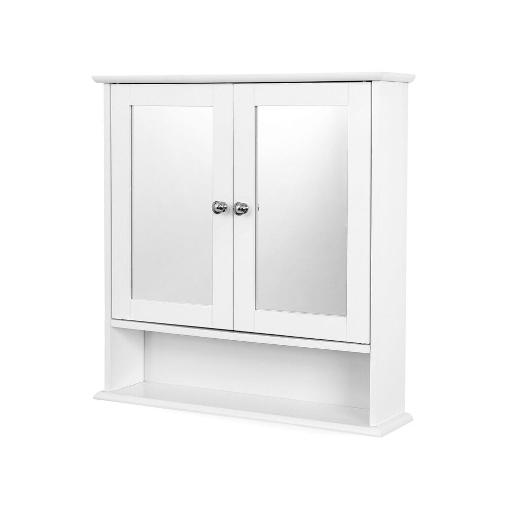 Badezimmerschrank Spiegelschrank Wandmontage Holz Weiss