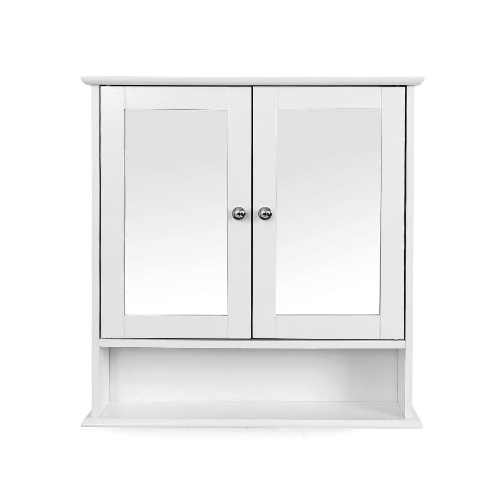 Badezimmerschrank Spiegelschrank Wandmontage Holz Weiss