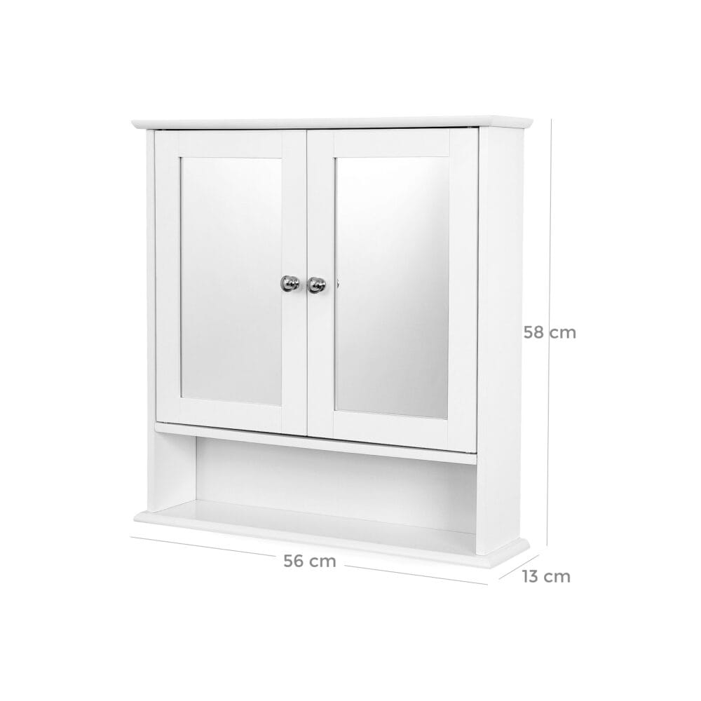 Badezimmerschrank Spiegelschrank Wandmontage Holz Weiss