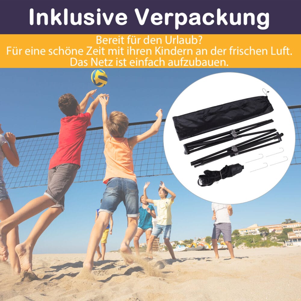 Tragbares Badmintonnetz aus PE, mit zwei einstellbaren Höhen und einer Grösse von 400x60cm, ideal für Spiel und Spass im Freien.