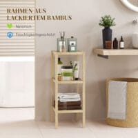 Naturholz Badregal aus Bambus mit 3 Ebenen 33x31x78cm
