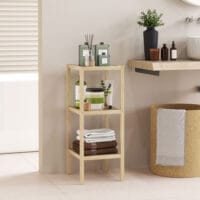 Naturholz Badregal aus Bambus mit 3 Ebenen 33x31x78cm