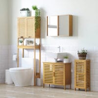 Kompakter Natur Badschrank mit Lamellentür und 2 Fächern
