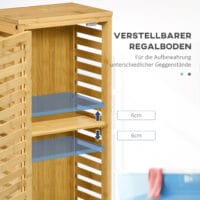 Kompakter Natur Badschrank mit Lamellentür und 2 Fächern
