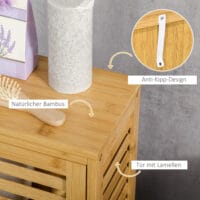 Kompakter Natur Badschrank mit Lamellentür und 2 Fächern