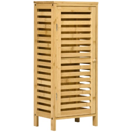 Kompakter Natur Badschrank mit Lamellentür und 2 Fächern