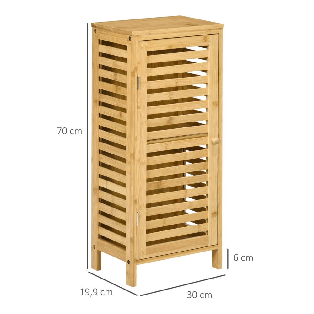 Kompakter Natur Badschrank mit Lamellentür und 2 Fächern