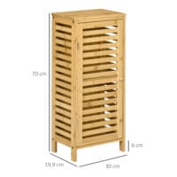 Kompakter Natur Badschrank mit Lamellentür und 2 Fächern