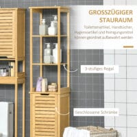 Natur Badschrank und Regal aus Bambus mit offenen Fächern