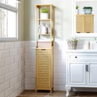 Natur Badschrank und Regal aus Bambus mit offenen Fächern