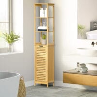 Natur Badschrank und Regal aus Bambus mit offenen Fächern
