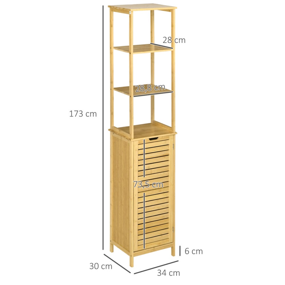 Natur Badschrank und Regal aus Bambus mit offenen Fächern