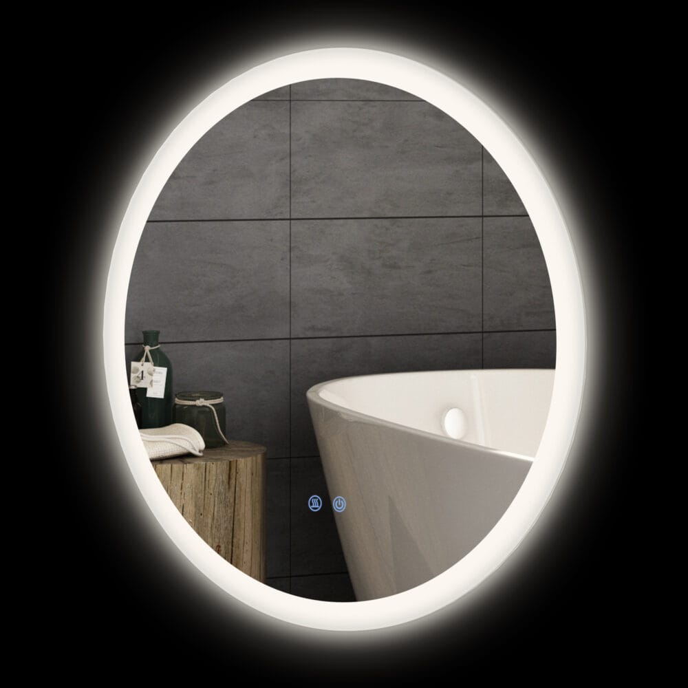 Badspiegel 60cm mit Beleuchtung IP44 Touch-Schalter und Anti-Beschlag
