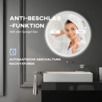 Badspiegel 60cm mit Beleuchtung IP44 Touch-Schalter und Anti-Beschlag