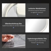 Badspiegel 60cm mit Beleuchtung IP44 Touch-Schalter und Anti-Beschlag