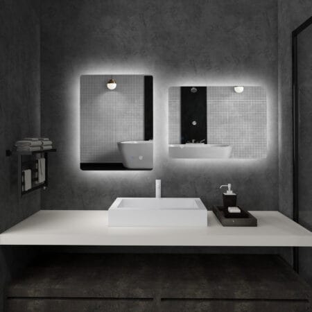 Badspiegel 70x50cm mit Beleuchtung IP44 Touch-Schalter und Anti-Beschlag