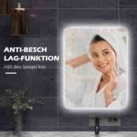 Badspiegel 70x50cm mit Beleuchtung IP44 Touch-Schalter und Anti-Beschlag