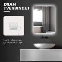 Badspiegel 70x50cm mit Beleuchtung IP44 Touch-Schalter und Anti-Beschlag