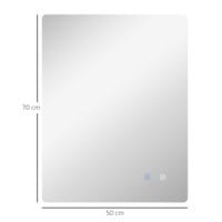 Badspiegel 70x50cm mit Beleuchtung IP44 Touch-Schalter und Anti-Beschlag
