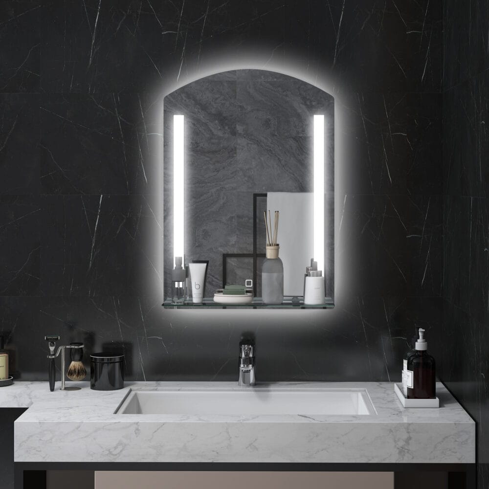 Silberner Badspiegel mit LED-Beleuchtung und Touch-Schalter 50x70cm