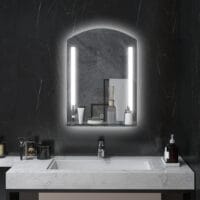 Silberner Badspiegel mit LED-Beleuchtung und Touch-Schalter 50x70cm