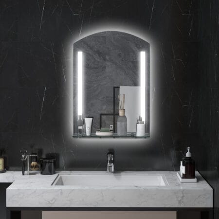 Silberner Badspiegel mit LED-Beleuchtung und Touch-Schalter 50x70cm