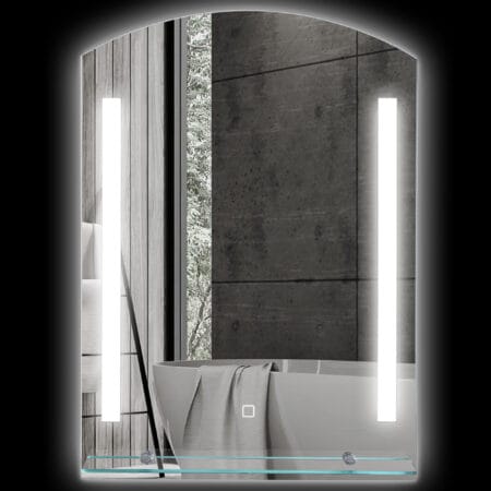 Silberner Badspiegel mit LED-Beleuchtung und Touch-Schalter 50x70cm