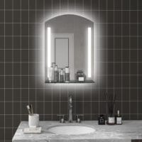Silberner Badspiegel mit LED-Beleuchtung und Touch-Schalter 50x70cm