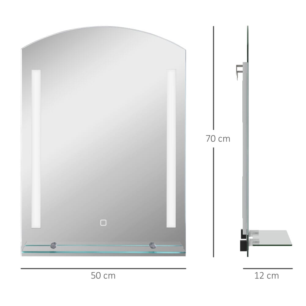 Silberner Badspiegel mit LED-Beleuchtung und Touch-Schalter 50x70cm