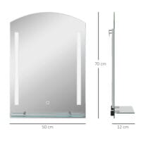 Silberner Badspiegel mit LED-Beleuchtung und Touch-Schalter 50x70cm