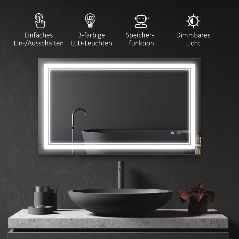 Moderner LED Badspiegel wasserdicht mit Touch-Funktion