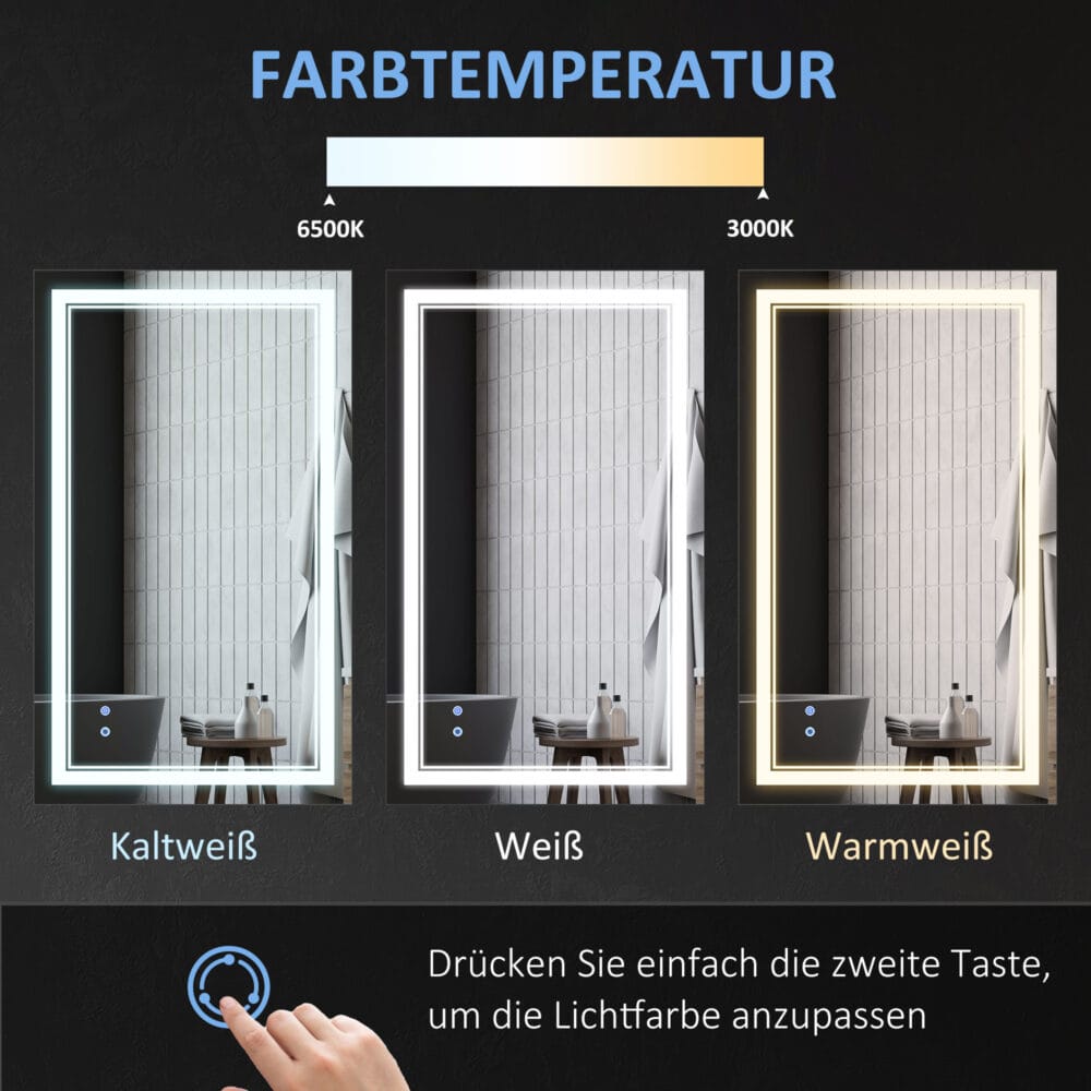 Moderner LED Badspiegel wasserdicht mit Touch-Funktion