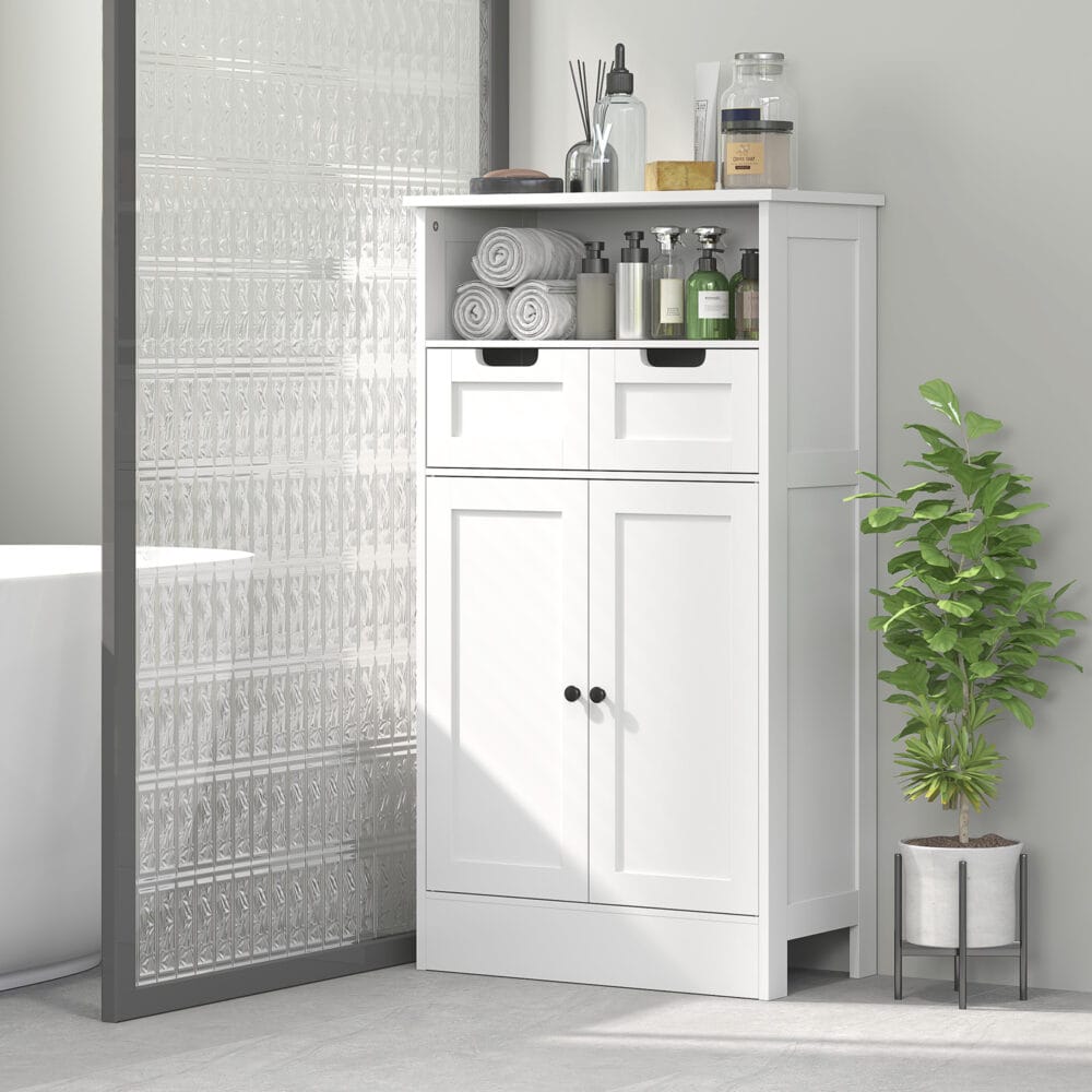 Weisser Badzimmerschrank 60x30x108.8cm mit verstellbarer Ablage