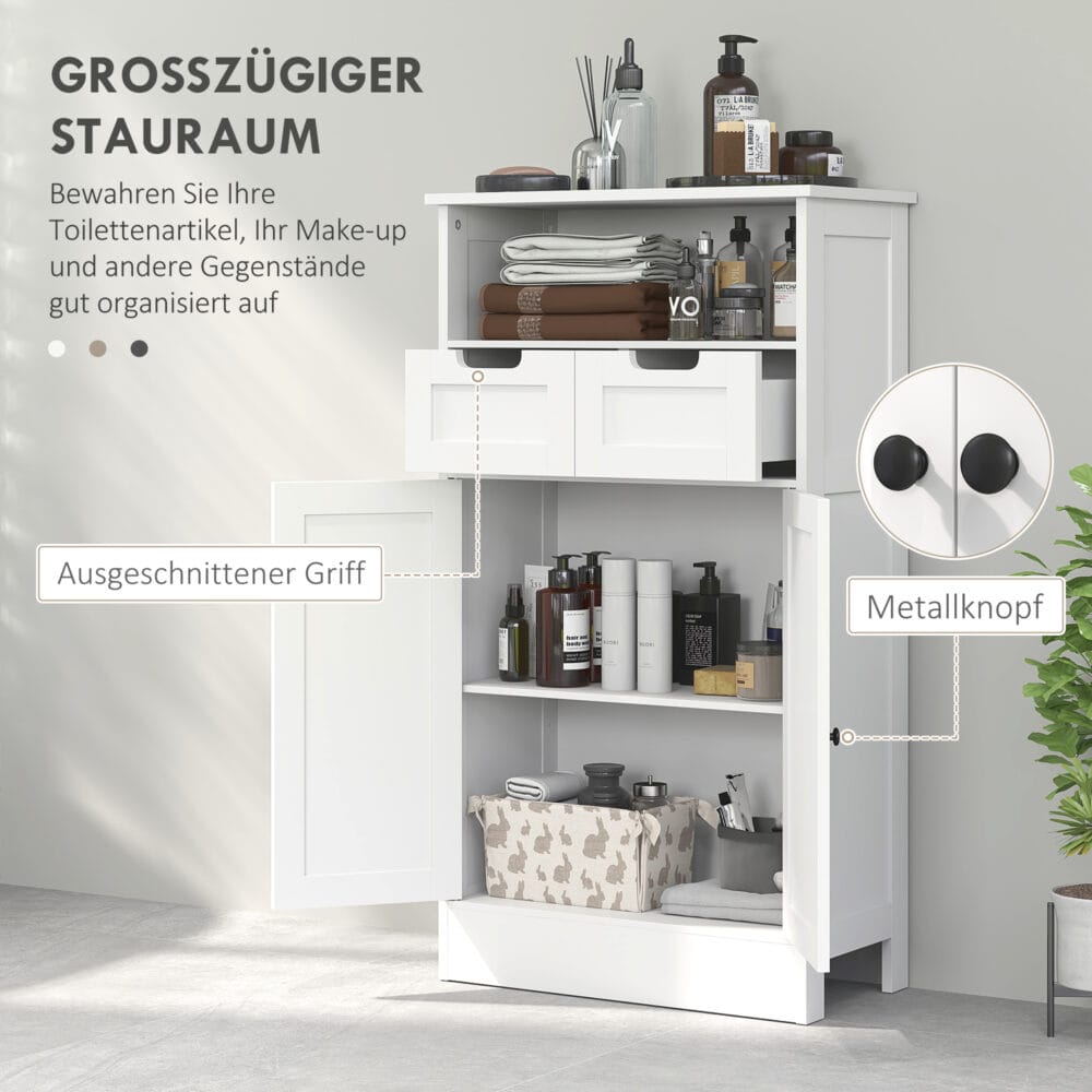 Weisser Badzimmerschrank 60x30x108.8cm mit verstellbarer Ablage