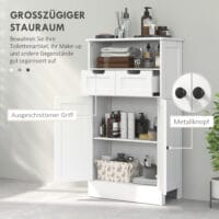 Weisser Badzimmerschrank 60x30x108.8cm mit verstellbarer Ablage