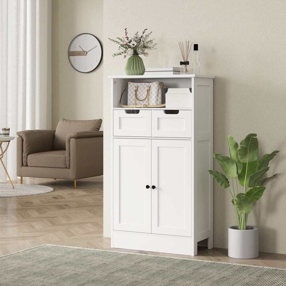 Weisser Badzimmerschrank 60x30x108.8cm mit verstellbarer Ablage