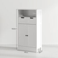 Weisser Badzimmerschrank 60x30x108.8cm mit verstellbarer Ablage
