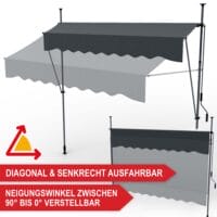 Extra breite Standmarkise 400x120 cm für großzügigen Sonnen- und Sichtschutz auf dem Balkon.