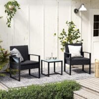 Balkonmöbel Lounge Set, Polyrattan Schwarz