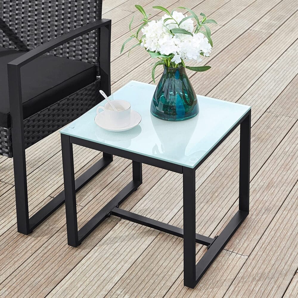 Balkonmöbel Lounge Set, Polyrattan Schwarz