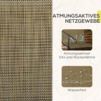 Balkonstühle 2er-Set, atmungsaktiv, belastbar bis 130 kg, Farbe Braun.