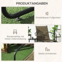 Balkonstühle 2er-Set, atmungsaktiv, belastbar bis 130 kg, Farbe Braun.
