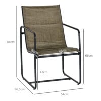 Balkonstühle 2er-Set, atmungsaktiv, belastbar bis 130 kg, Farbe Braun.
