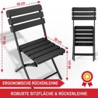 Platzsparendes Balkontisch-Set für zwei Personen, wetterfest und klappbar.