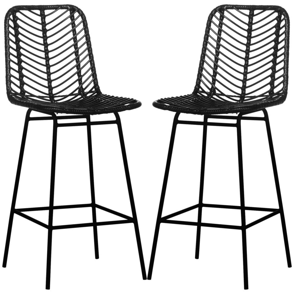 Barhocker 2er-Set 42,5x52x102cm mit Fussstütze Schwarz – Produktfoto zeigt modernes Design, hochwertige Materialien und funktionale Eigenschaften ideal für Wohn- oder Arbeitsbereiche. Perfekt als Einrichtungsinspiration oder zur Produktpräsentation in einem Onlineshop.