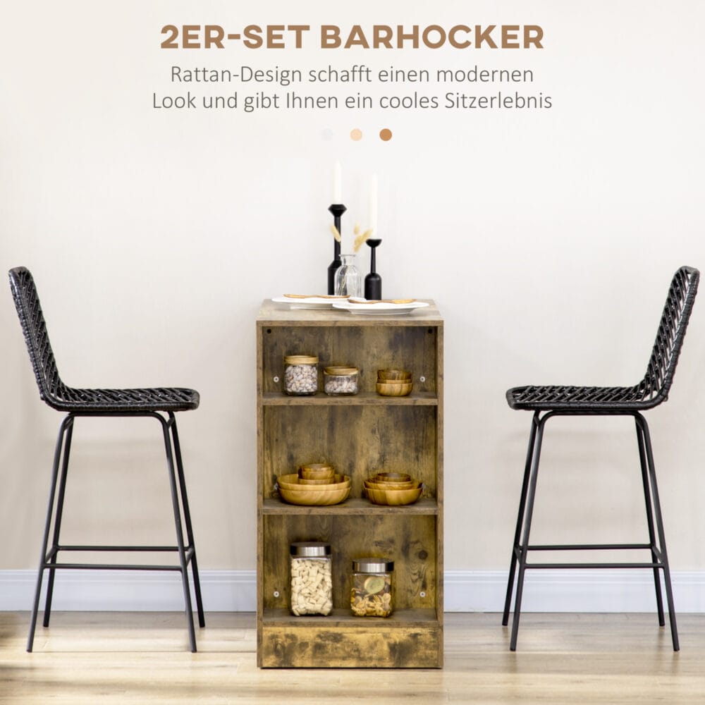 Barhocker 2er-Set 42,5x52x102cm mit Fussstütze Schwarz – Produktfoto zeigt modernes Design, hochwertige Materialien und funktionale Eigenschaften ideal für Wohn- oder Arbeitsbereiche. Perfekt als Einrichtungsinspiration oder zur Produktpräsentation in einem Onlineshop.