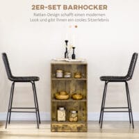 Barhocker 2er-Set 42,5x52x102cm mit Fussstütze Schwarz – Produktfoto zeigt modernes Design, hochwertige Materialien und funktionale Eigenschaften ideal für Wohn- oder Arbeitsbereiche. Perfekt als Einrichtungsinspiration oder zur Produktpräsentation in einem Onlineshop.